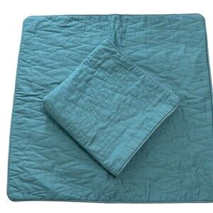2 Michael Amini Designer Pillow Shams Teal Green 100% Cotton Euro 26 x 26
